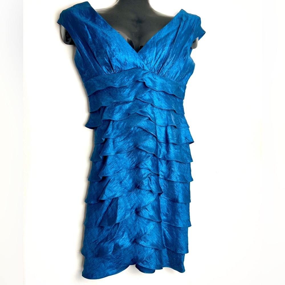 London Style Iridescent Blue Layered Mini Dress NWOT (MRSP$109) - Picture 1 of 9